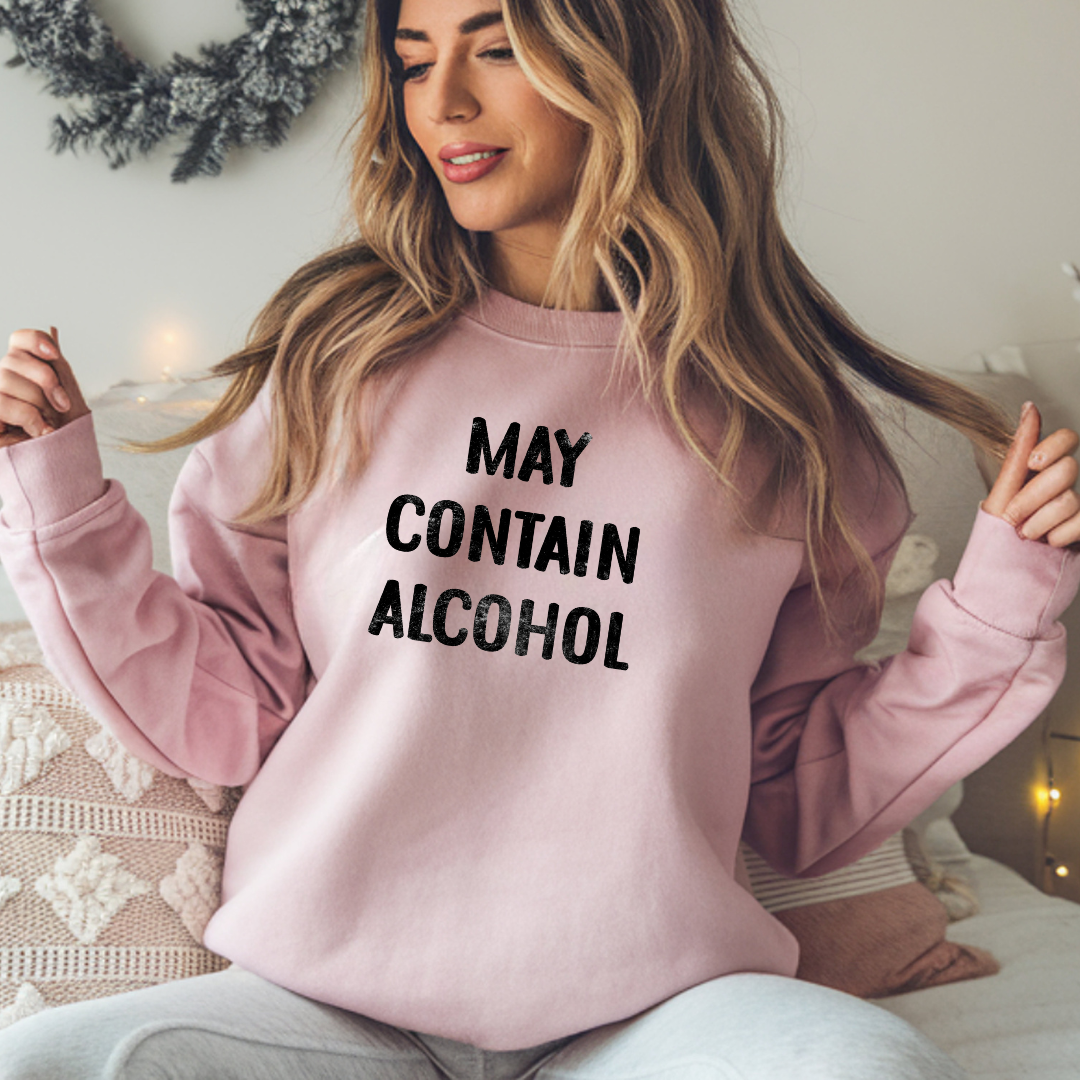 Crewneck Sweatshirt "May Contain Alcohol" – Funny Bar, Party & Friends Pullover
