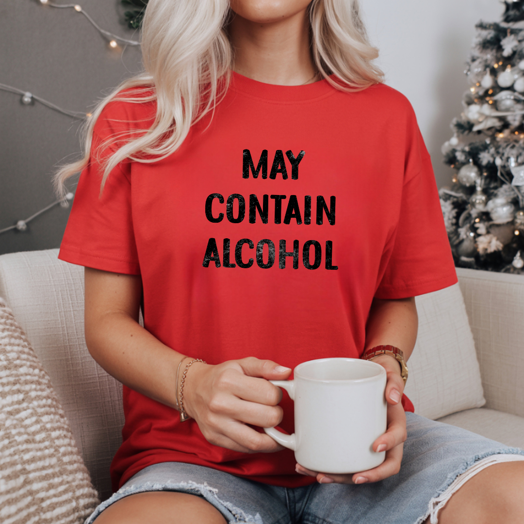 May Contain Alcohol T-Shirt — Funny Drinking Graphic Tee