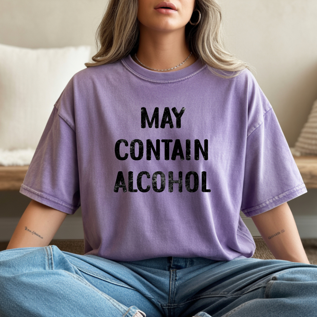 May Contain Alcohol T-Shirt — Funny Drinking Graphic Tee