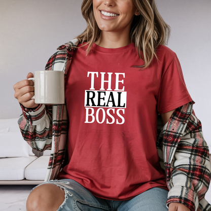 THE REAL BOSS Graphic T-Shirt — Minimalist Tee with Bold Text
