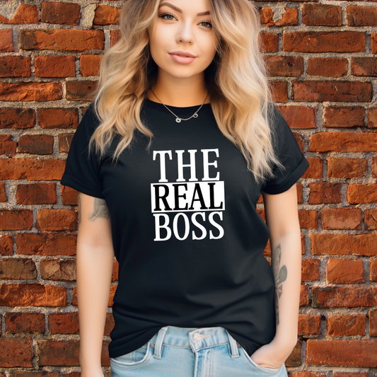 THE REAL BOSS Graphic T-Shirt — Minimalist Tee with Bold Text