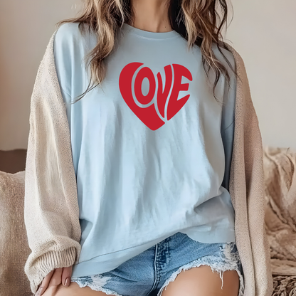 Love Heart T‑Shirt — Retro Red Heart 'LOVE' Graphic Tee
