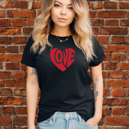 Love Heart T‑Shirt — Retro Red Heart 'LOVE' Graphic Tee