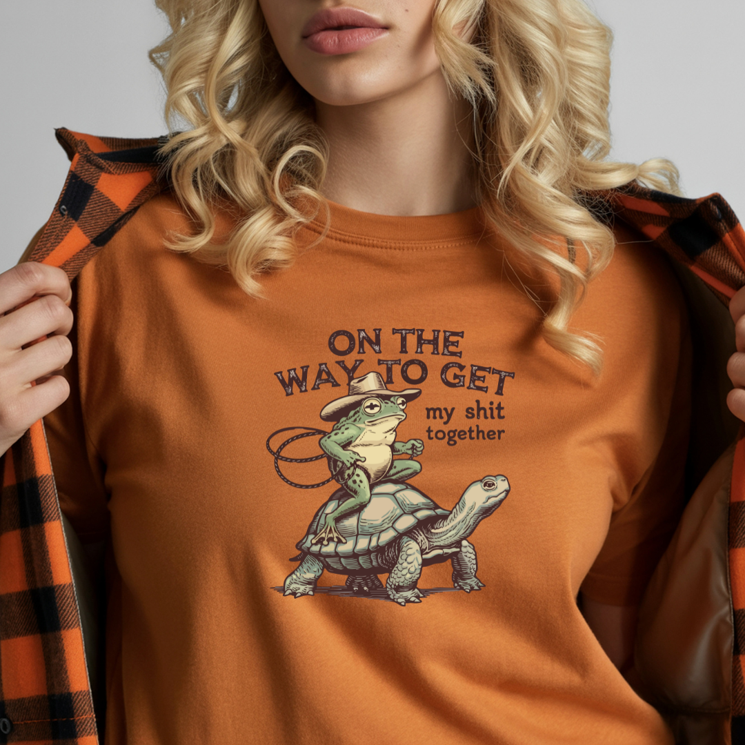 On the Way to Get My Sh*t Together Frog and Turtle Graphic T-Shirt