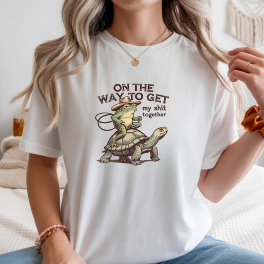 On the Way to Get My Sh*t Together Frog and Turtle Graphic T-Shirt