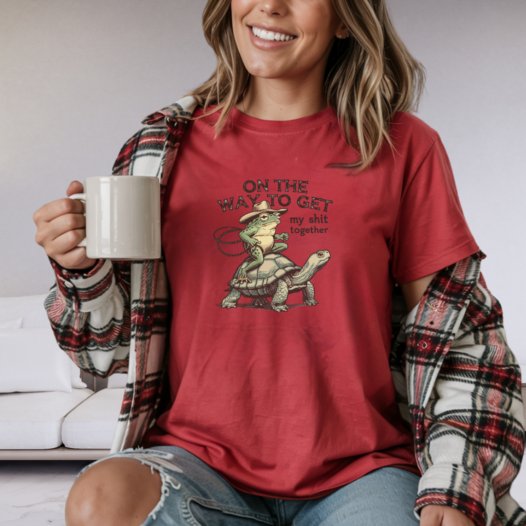 On the Way to Get My Sh*t Together Frog and Turtle Graphic T-Shirt