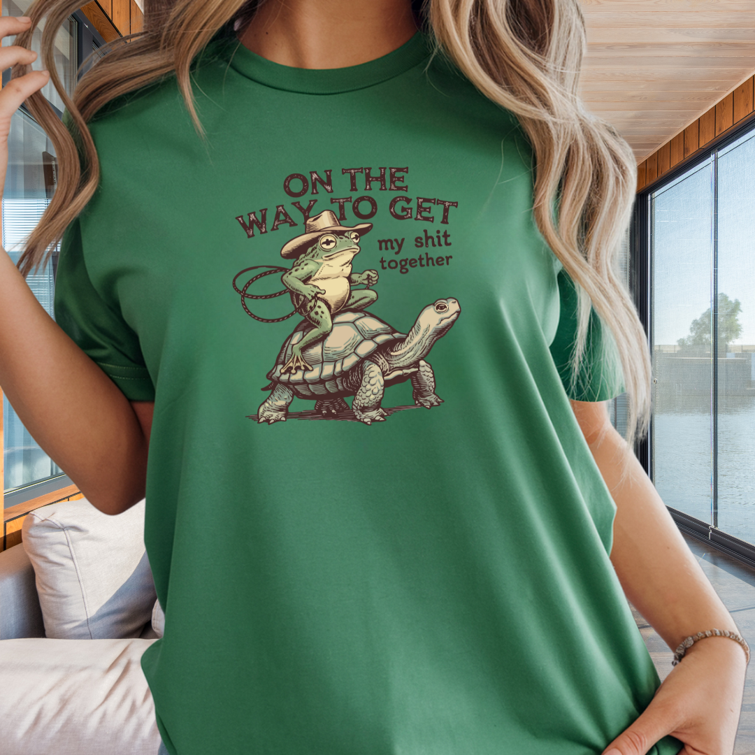 On the Way to Get My Sh*t Together Frog and Turtle Graphic T-Shirt