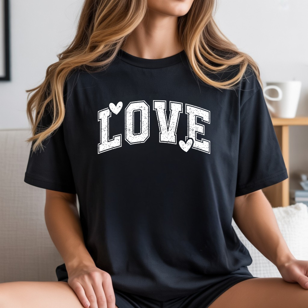 LOVE Heart Graphic T-Shirt — Vintage Collegiate Love Tee