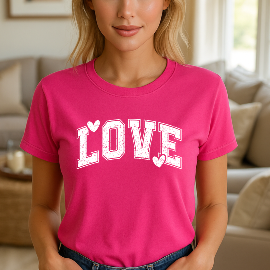 LOVE Heart Graphic T-Shirt — Vintage Collegiate Love Tee