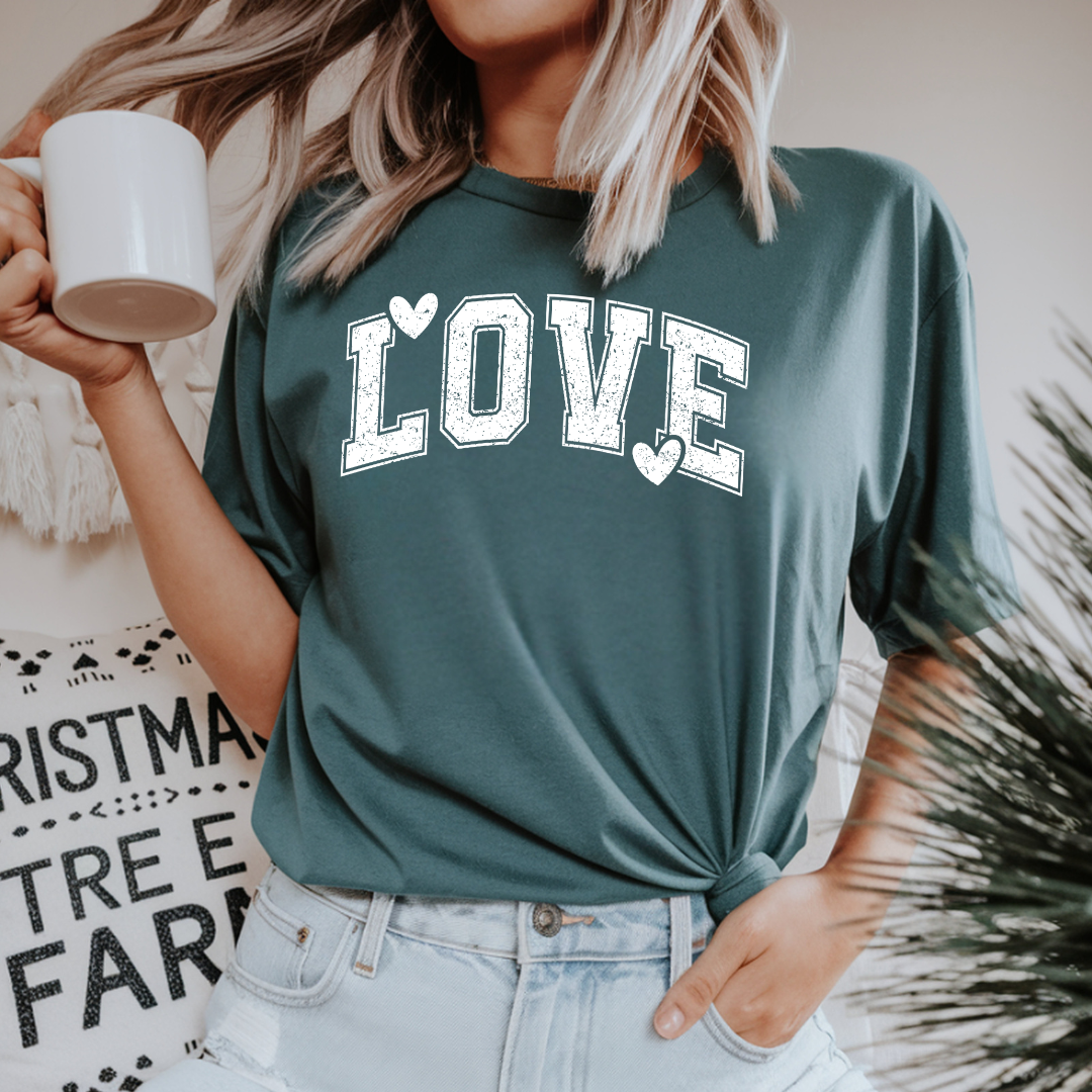 LOVE Heart Graphic T-Shirt — Vintage Collegiate Love Tee