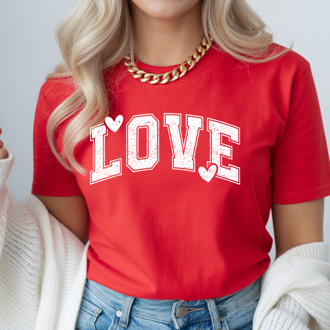 LOVE Heart Graphic T-Shirt — Vintage Collegiate Love Tee