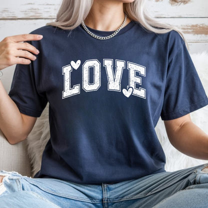 LOVE Heart Graphic T-Shirt — Vintage Collegiate Love Tee