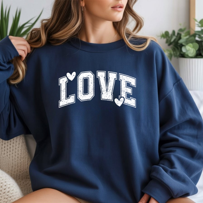 Love Heart Crewneck Sweatshirt Cozy Valentine Everyday Romance Pullover