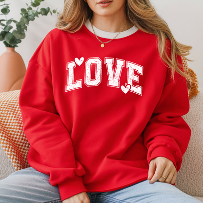 Love Heart Crewneck Sweatshirt Cozy Valentine Everyday Romance Pullover