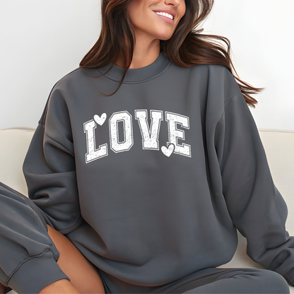 Love Heart Crewneck Sweatshirt Cozy Valentine Everyday Romance Pullover