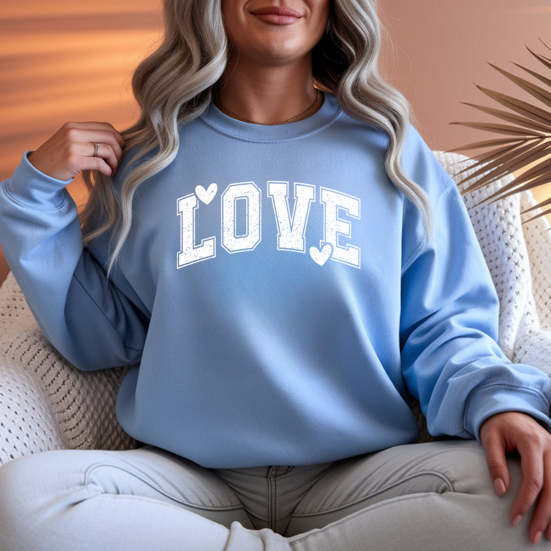 Love Heart Crewneck Sweatshirt Cozy Valentine Everyday Romance Pullover