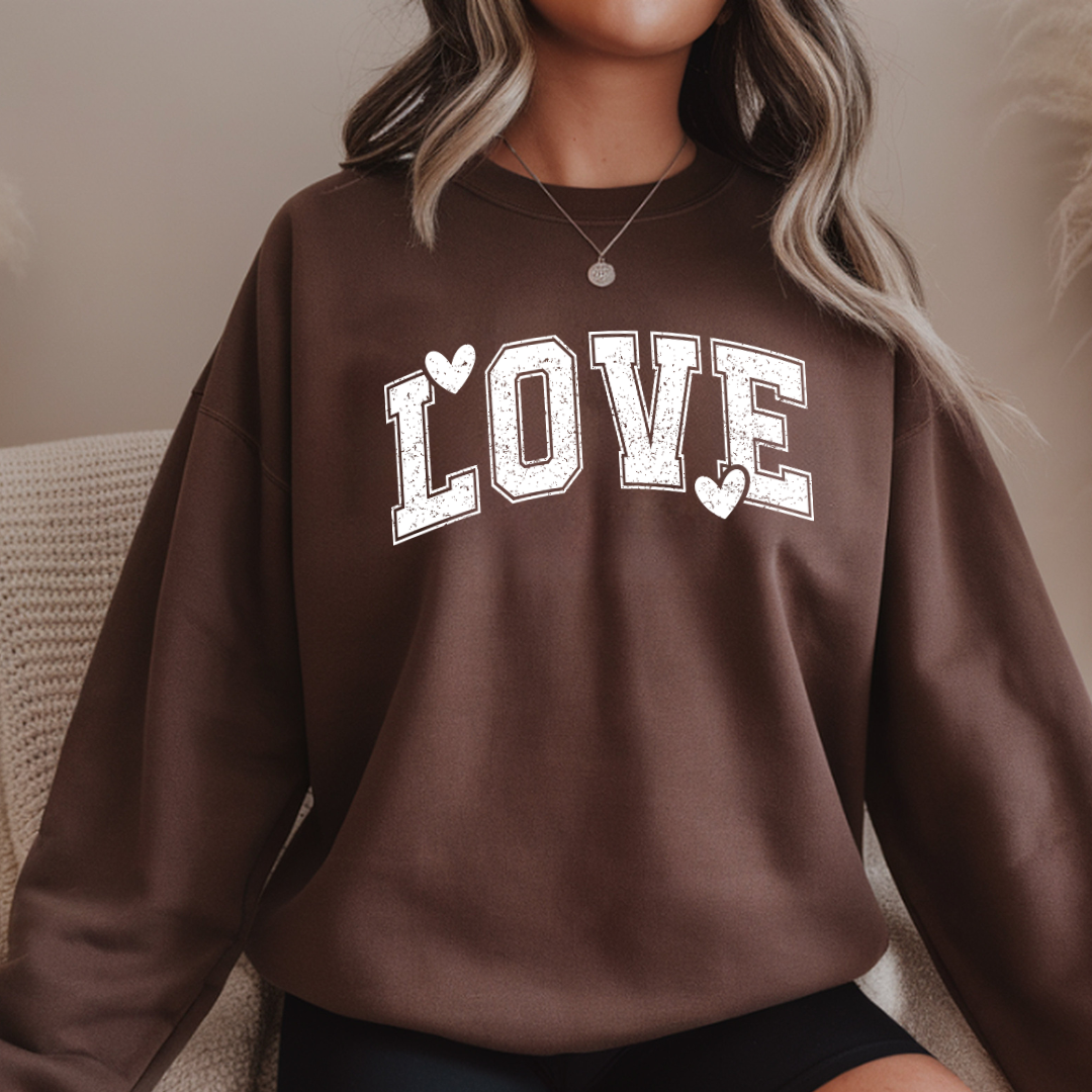 Love Heart Crewneck Sweatshirt Cozy Valentine Everyday Romance Pullover
