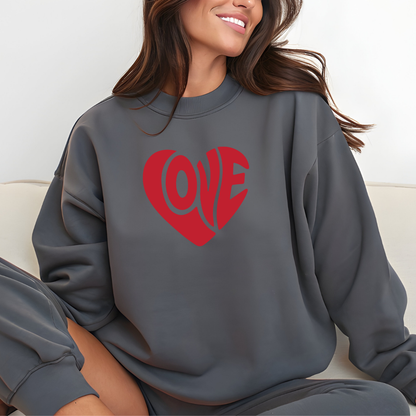 Love Heart Crewneck Sweatshirt — Retro Red Valentine Pullover