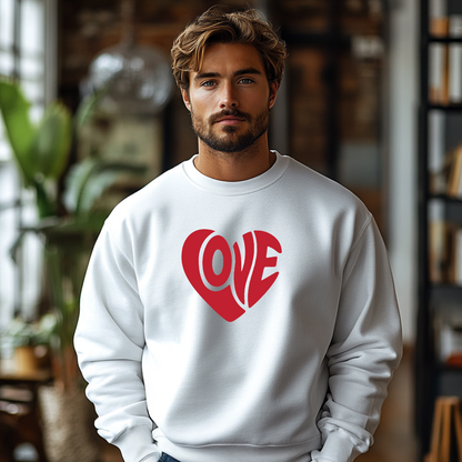 Love Heart Crewneck Sweatshirt — Retro Red Valentine Pullover