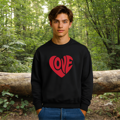 Love Heart Crewneck Sweatshirt — Retro Red Valentine Pullover