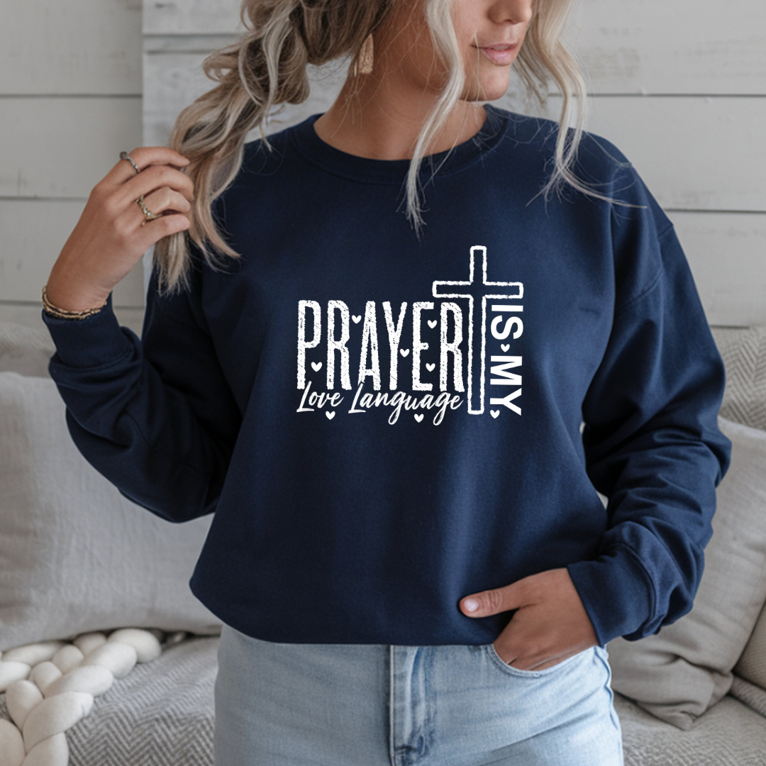 Prayer is My Love Language Cozy Crewneck Sweatshirt