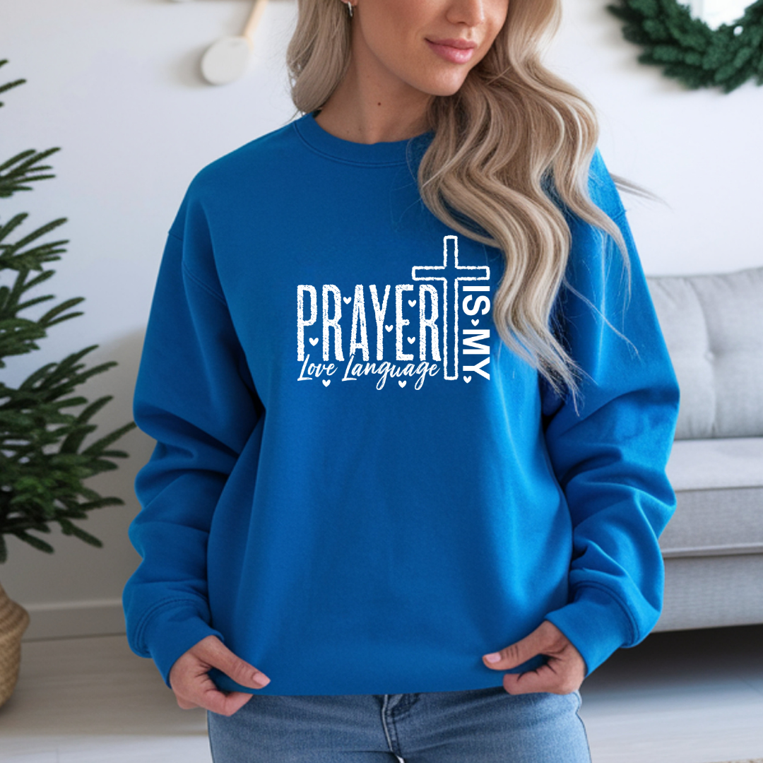 Prayer is My Love Language Cozy Crewneck Sweatshirt