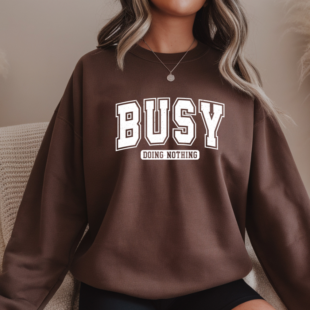 Busy Doing Nothing Cozy Crewneck Sweatshirt