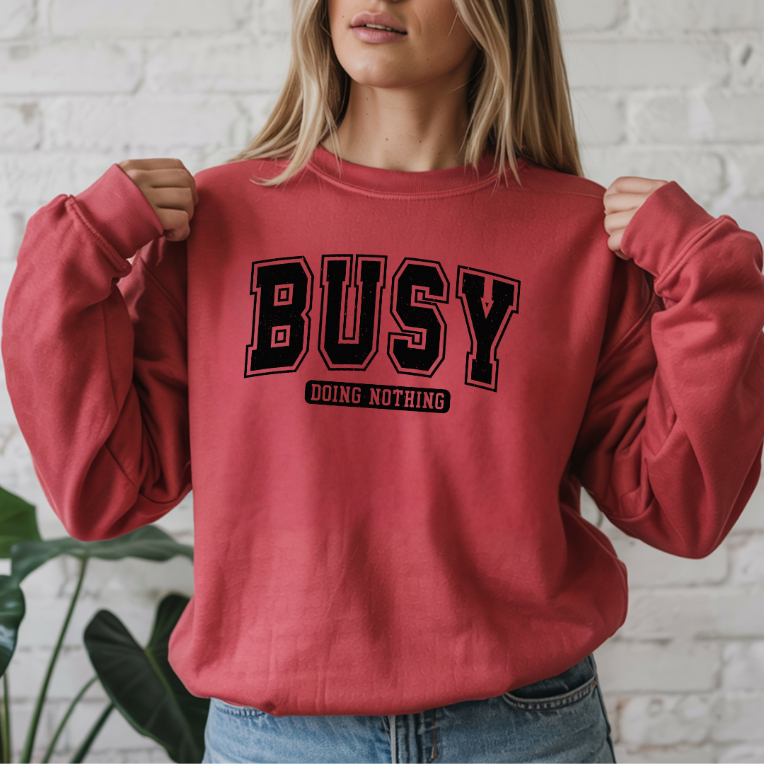 Busy Doing Nothing Cozy Crewneck Sweatshirt