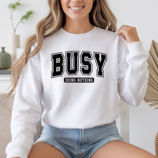 Busy Doing Nothing Cozy Crewneck Sweatshirt