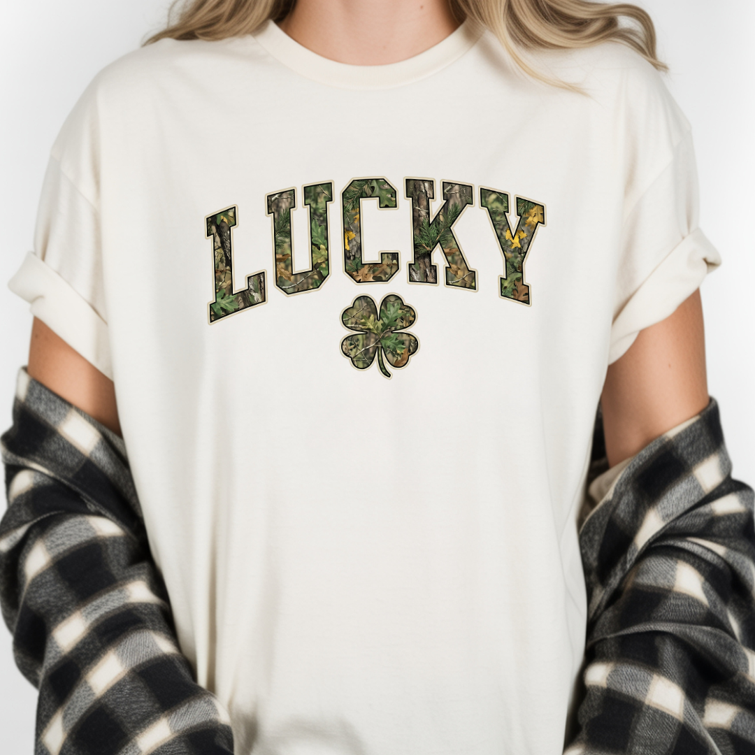 Lucky Shamrock T-Shirt — Camo Print St. Patrick's Day Tee