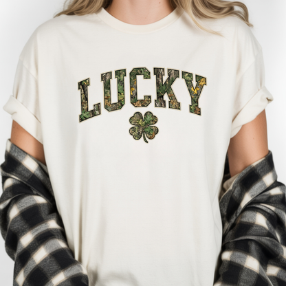 Lucky Shamrock T-Shirt — Camo Print St. Patrick's Day Tee