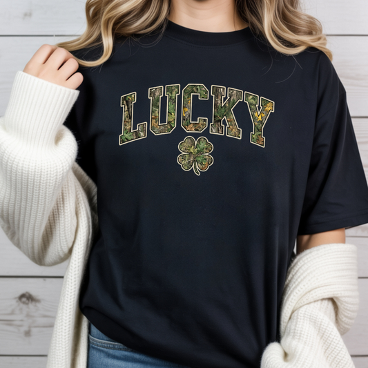 Lucky Shamrock T-Shirt — Camo Print St. Patrick's Day Tee