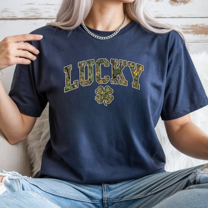 Lucky Shamrock T-Shirt — Camo Print St. Patrick's Day Tee