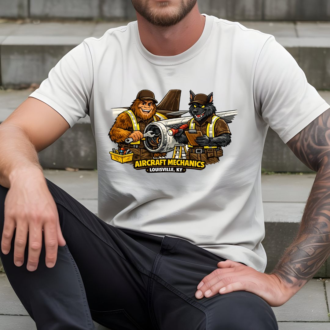 Aircraft Mechanics T-Shirt — Funny Plane Crew Vintage Mascot Tee