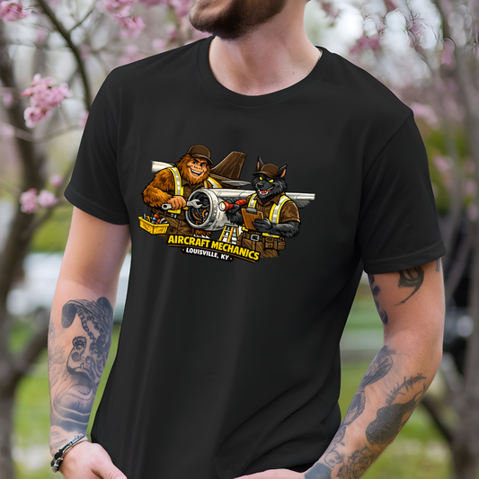 Aircraft Mechanics T-Shirt — Funny Plane Crew Vintage Mascot Tee