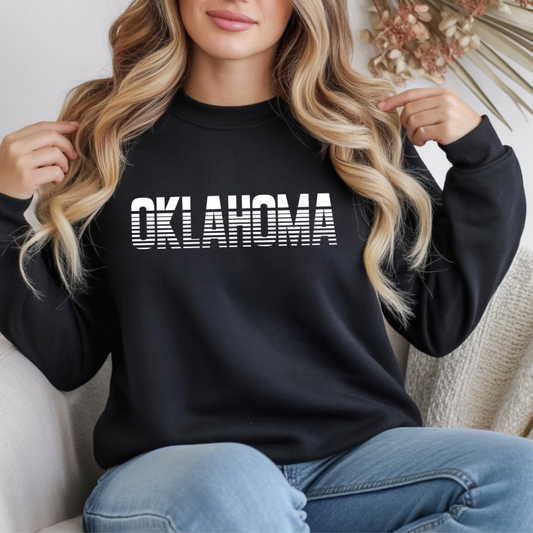 Oklahoma Retro Striped Crewneck Sweatshirt