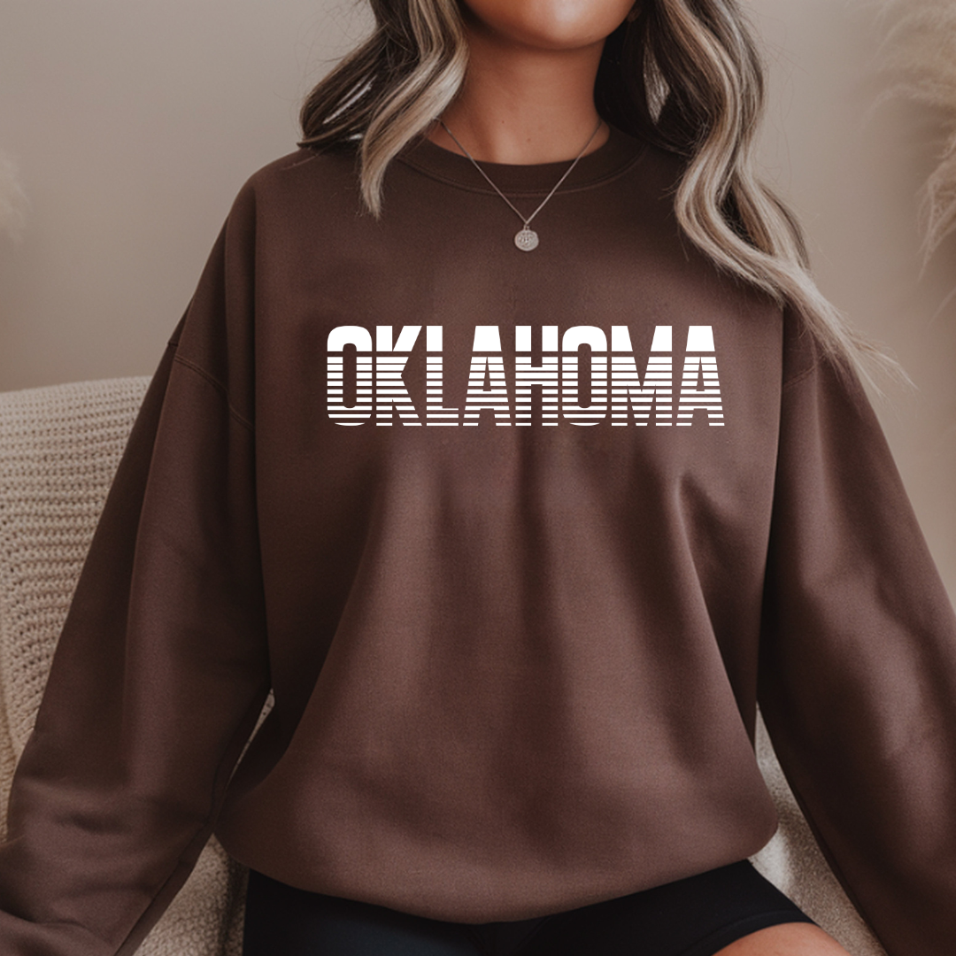 Oklahoma Retro Striped Crewneck Sweatshirt