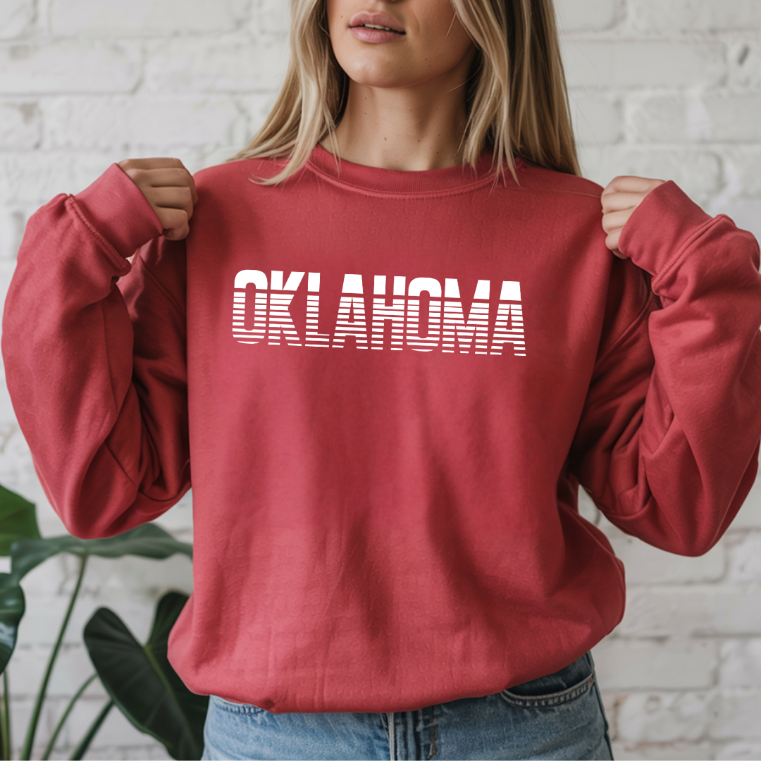 Oklahoma Retro Striped Crewneck Sweatshirt