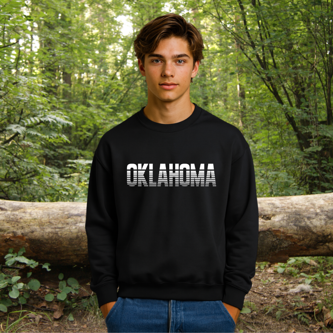 Oklahoma Retro Striped Crewneck Sweatshirt