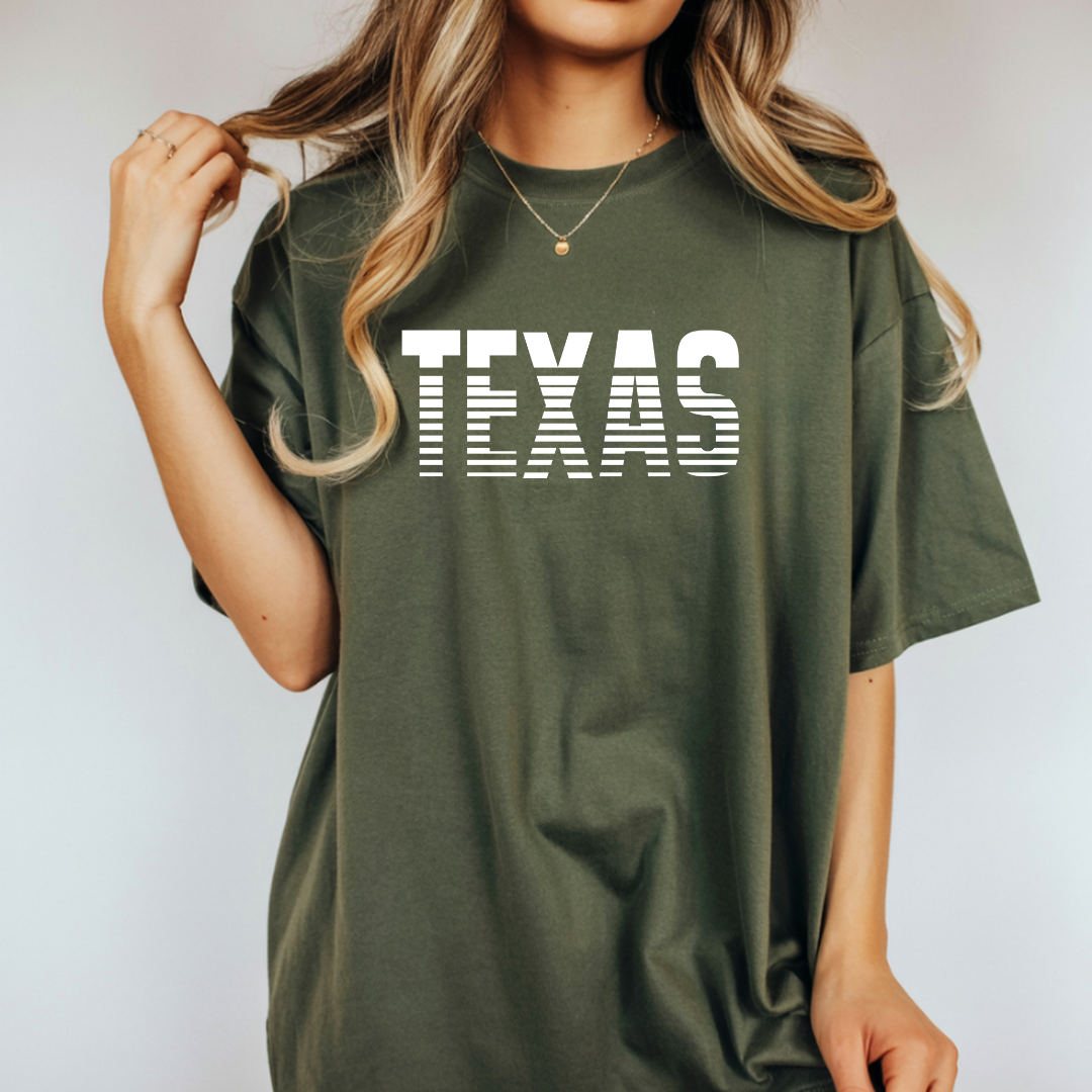 Texas Graphic T-Shirt – Retro Striped TEXAS Design, State Pride Tee