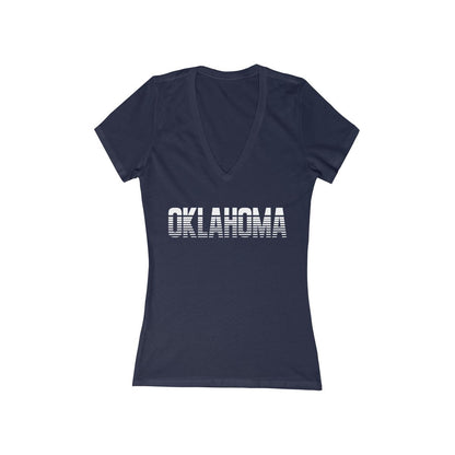 Oklahoma Striped Retro V-Neck Tee