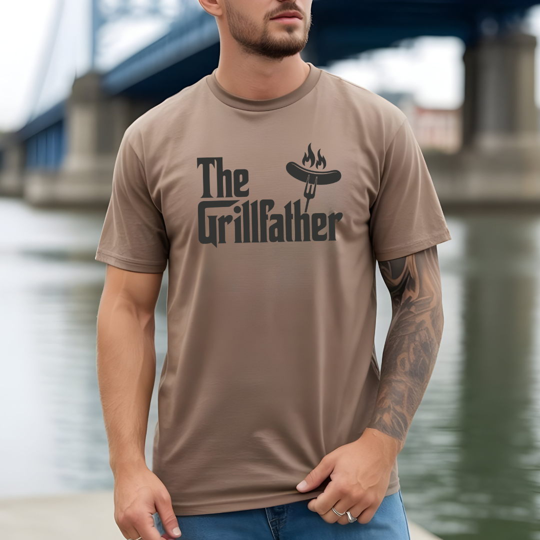 The Grillfather T-Shirt – Funny BBQ Dad Grillmaster Tee