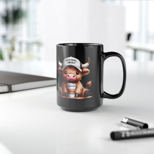 Highland Cow Expresso Self Carefully Highland Cow Customizable Mug 15 oz