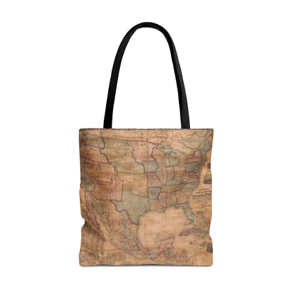Vintage United States Map Tote Bag  Distressed Antique World Map All-Over Print Tote
