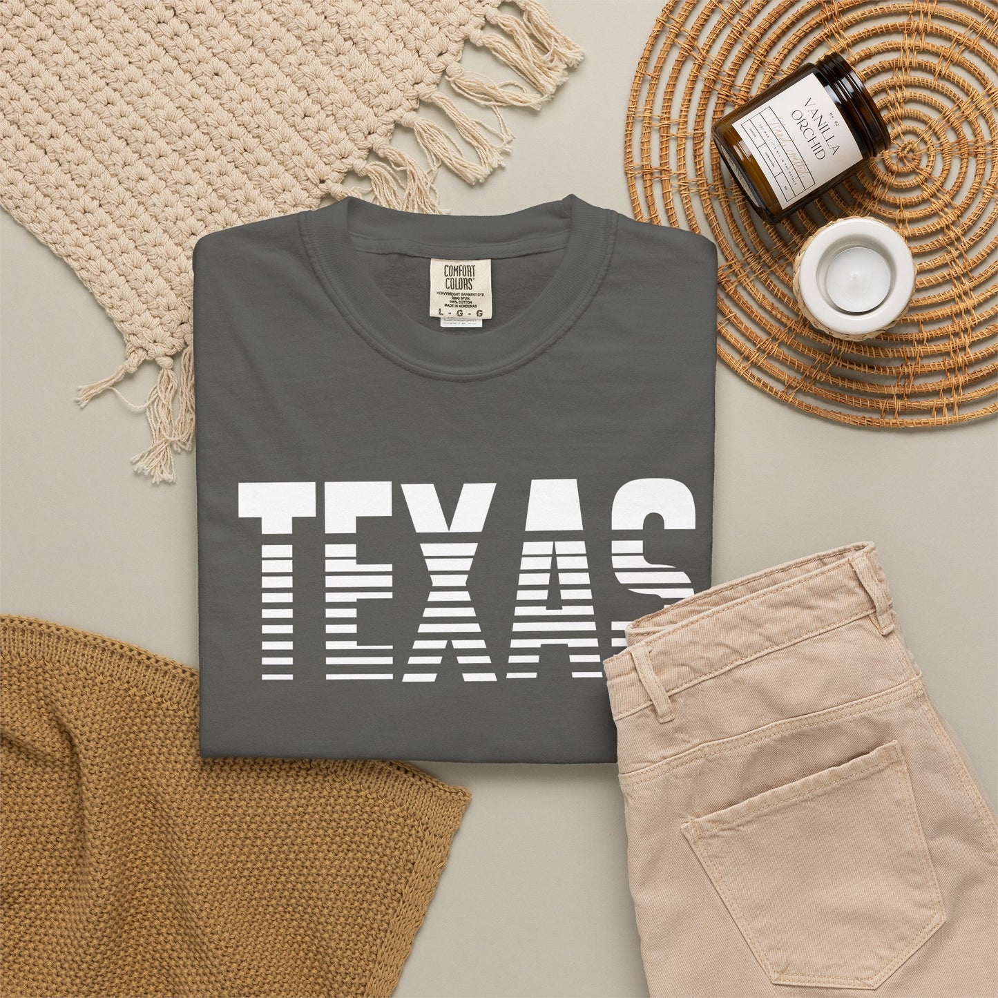 Texas Graphic T-Shirt – Retro Striped TEXAS Design, State Pride Tee