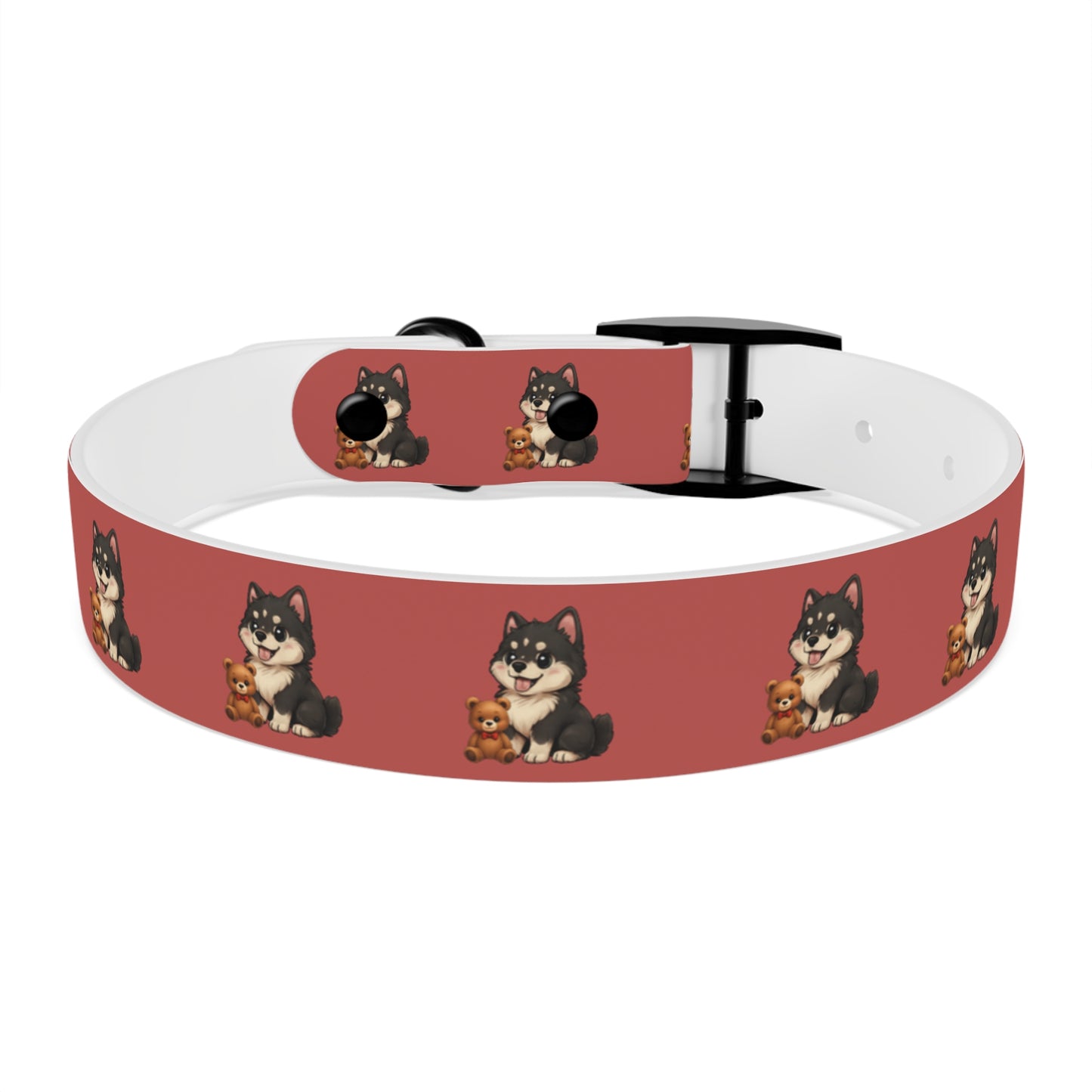 Red  Husky Pattern Dog Collar — Cute Puppy Print Collar for Small & Medium Dogs