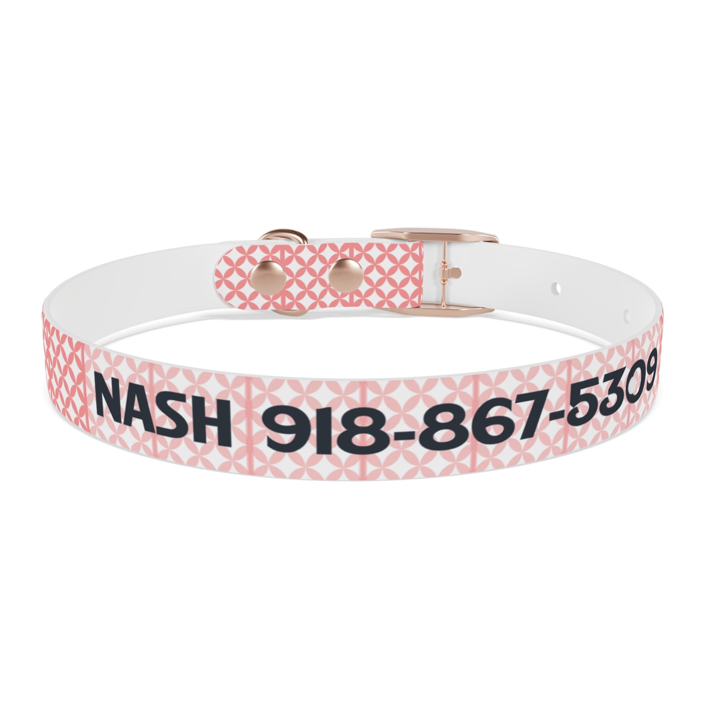 Personalized Pink Geo Dog Collar — Custom Name & Phone Number