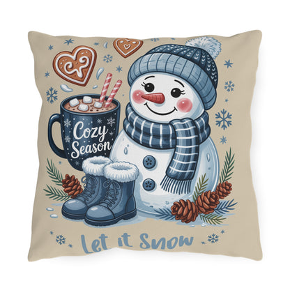 Let It Snow Snowman Indoor - Outdoor Pillow — Cozy Season Winter Decor
