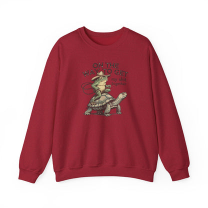 On the Way to Get My Sh*t Together Frog and Turtle Graphic Crewneck Sweatshirt
