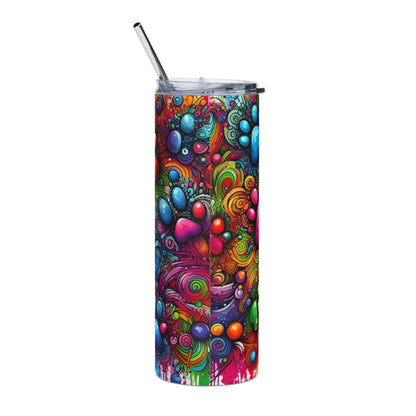 Colorful Paw Print Stainless Steel Tumbler, 20oz - Ideal for Pet Lovers, Gifts for Dog Owners, Fun Drinkware for Home, Camping Mugs, [...]